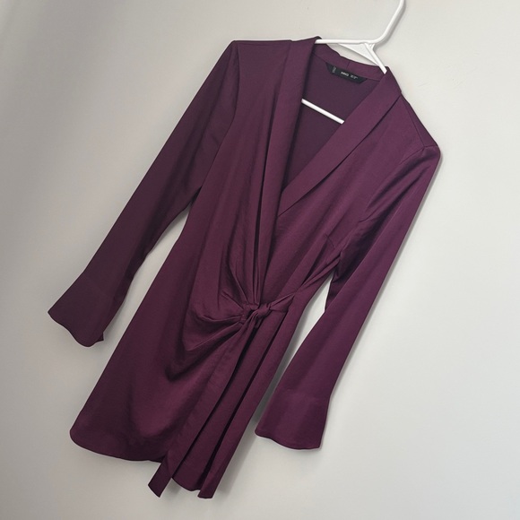 Mango (MNG) Silk Wrap Belt Dress Size 4 - Picture 4 of 9